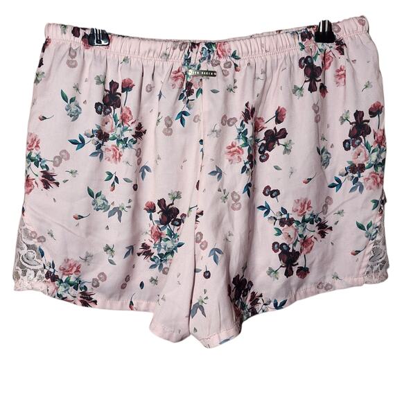 Ted Baker drawstring waist Pastel Floral Lace Trim Satin Sleep Shorts - Small - Picture 2 of 8